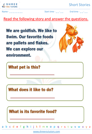 Short stories worksheets for Grade 1 English | shree rsc tutors