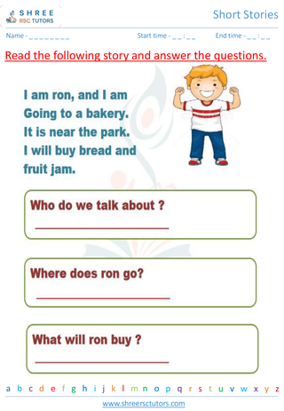 Grade 1  English worksheet: Short stories