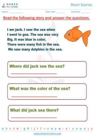 Grade 1  English worksheet: Short stories