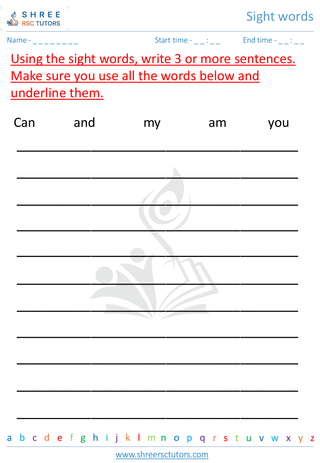 Grade 1  English worksheet: Sight words