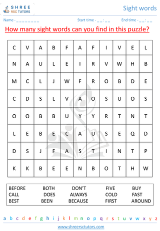 Grade 1  English worksheet: Sight words