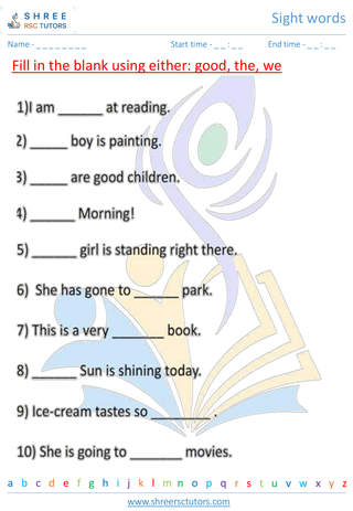 Grade 1  English worksheet: Sight words