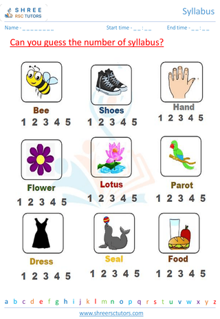 Grade 1  English worksheet: Syllabus