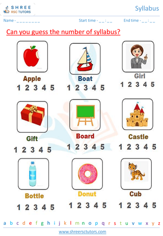 Grade 1  English worksheet: Syllabus