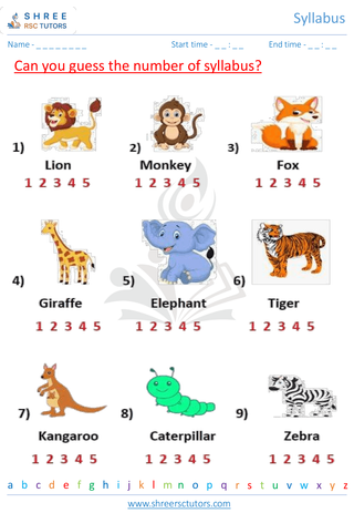 Grade 1  English worksheet: Syllabus