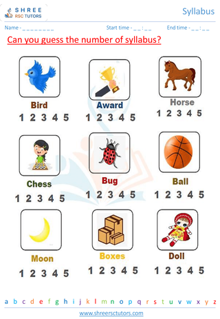 Grade 1  English worksheet: Syllabus