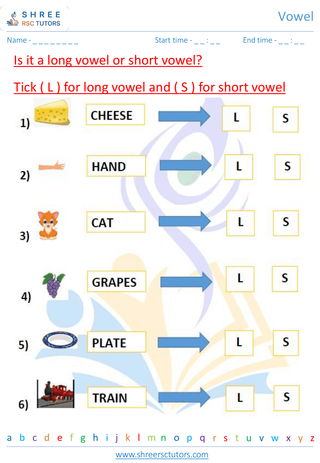 Grade 1  English worksheet: Vowel