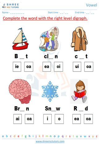 Grade 1  English worksheet: Vowel