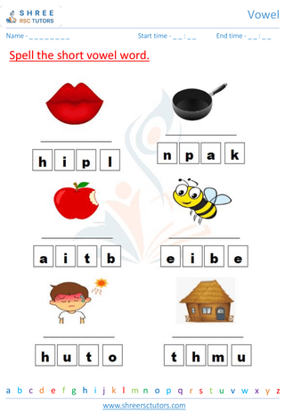 Grade 1  English worksheet: Vowel