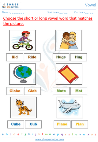 Grade 1  English worksheet: Vowel