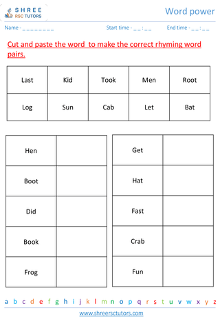 Grade 1  English worksheet: Word power