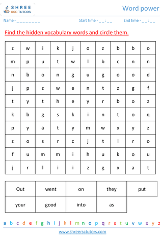 Grade 1  English worksheet: Word power