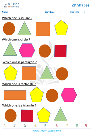 Grade 1  Maths worksheet: Grasping 2D shapes - Identify 2D Shapes