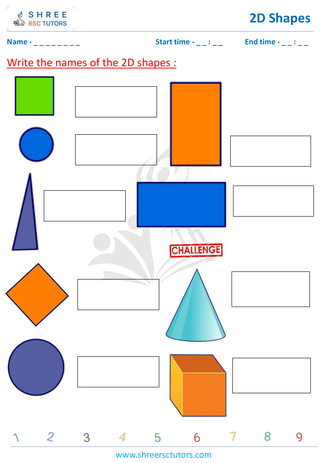 Grade 1  Maths worksheet: Grasping 2D shapes - Identify 2D Shapes