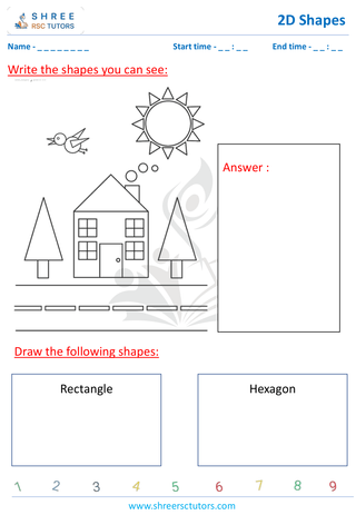 Grade 1  Maths worksheet: Grasping 2D shapes - Identify 2D Shapes