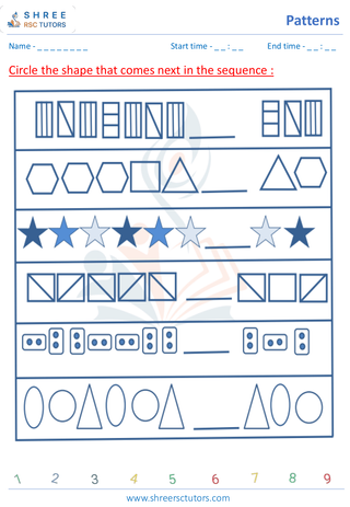 Grade 1  Maths worksheet: Recognizing patterns