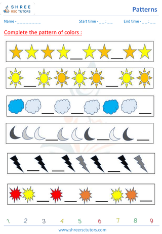 Grade 1  Maths worksheet: Recognizing patterns