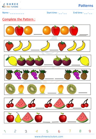 Grade 1  Maths worksheet: Recognizing patterns