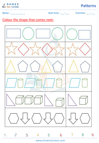 Grade 1  Maths worksheet: Recognizing patterns