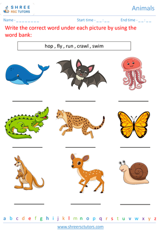 Grade 1  Science worksheet: Animals - Animal world