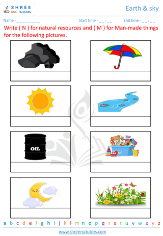 Grade 1  Science worksheet: Earth - Earth's resources