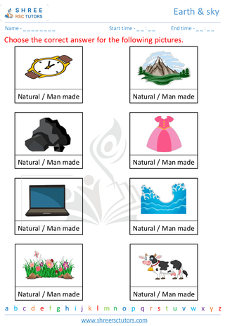 Grade 1  Science worksheet: Earth - Earth's resources