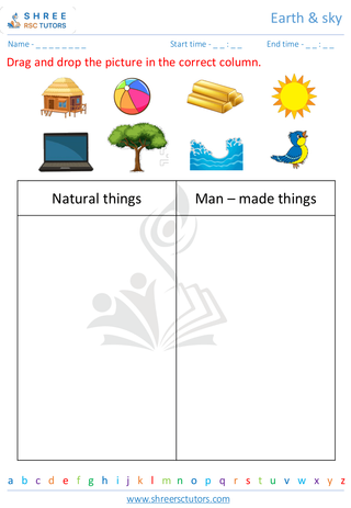 Grade 1  Science worksheet: Earth - Earth's resources