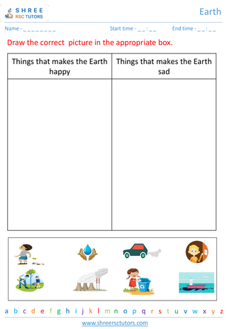 Grade 1  Science worksheet: Earth - Our planet