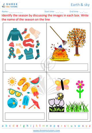 Grade 1  Science worksheet: Earth - Weather & seasons