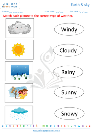 Grade 1  Science worksheet: Earth - Weather & seasons