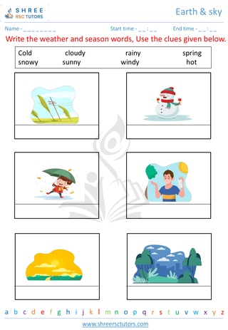 Grade 1  Science worksheet: Earth - Weather & seasons