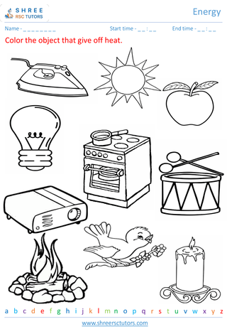 Grade 1  Science worksheet: Energy - Sources of energy