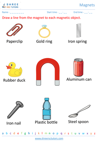 Grade 1  Science worksheet: Magnets - Magic magents