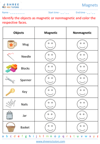 Grade 1  Science worksheet: Magnets - Magic magents