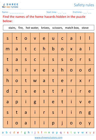 Grade 1  Science worksheet: Safety rules - Stay safe