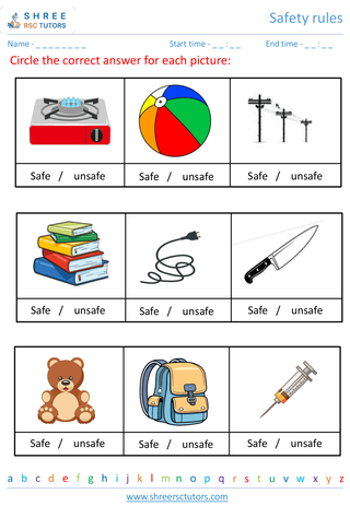 Grade 1  Science worksheet: Safety rules - Stay safe