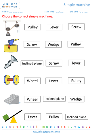 Grade 1  Science worksheet: Simple machine