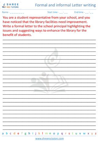 Grade 10  English worksheet: Formal and informal Letter writing
