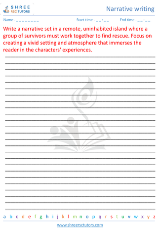 Grade 10  English worksheet: Narrative writing