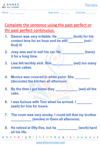 Grade 10  English worksheet: Tenses