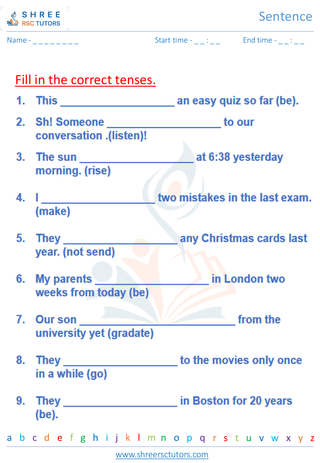 Grade 10  English worksheet: Tenses