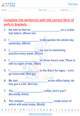 Grade 10  English worksheet: Tenses