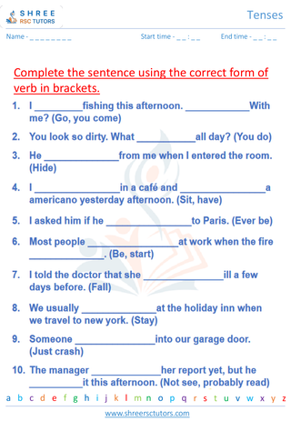 Grade 10  English worksheet: Tenses