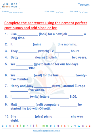 Grade 10  English worksheet: Tenses