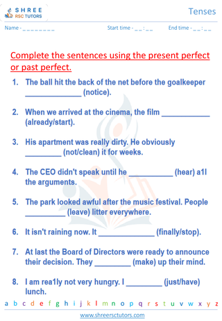 Grade 10  English worksheet: Tenses