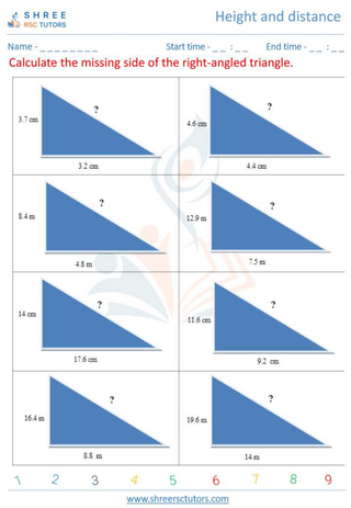 Grade 10  Maths worksheet: Height and distance