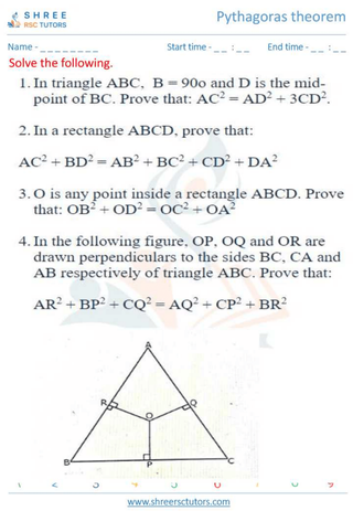Grade 10  Maths worksheet: Pythagoras theorem