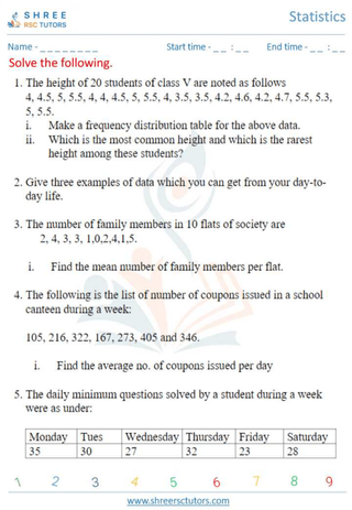 Grade 10  Maths worksheet: Statistics