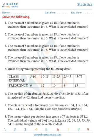 Grade 10  Maths worksheet: Statistics