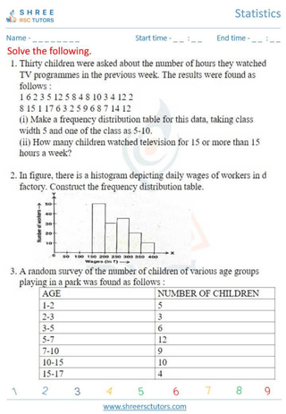 Grade 10  Maths worksheet: Statistics